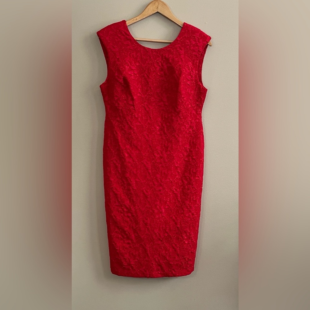 Calvin Klein red textured sleeveless dress size 12 petite new without tags